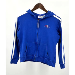 Vintage USA Sport Blue Zipper Front Hoodie Women's Size Small